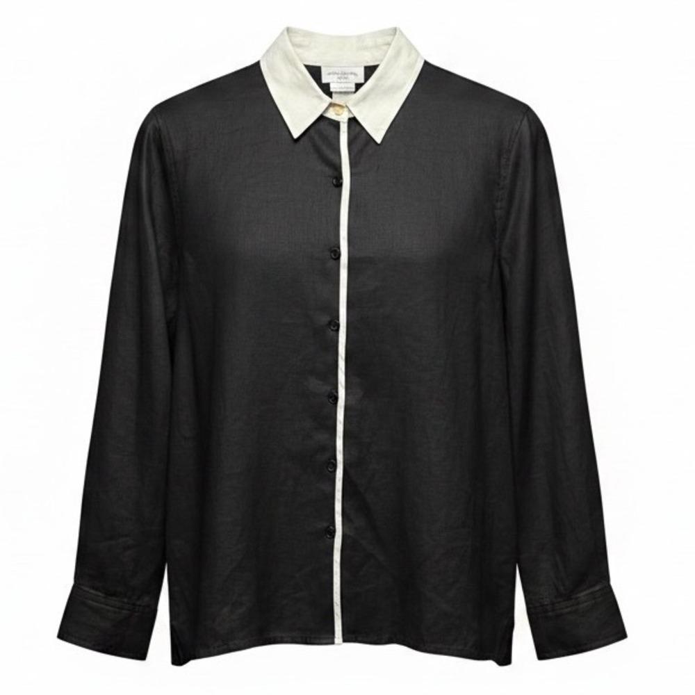 Jones New York 100% Linen Large Button Down Shirt Minimalist 90s CBK VTG Capsule